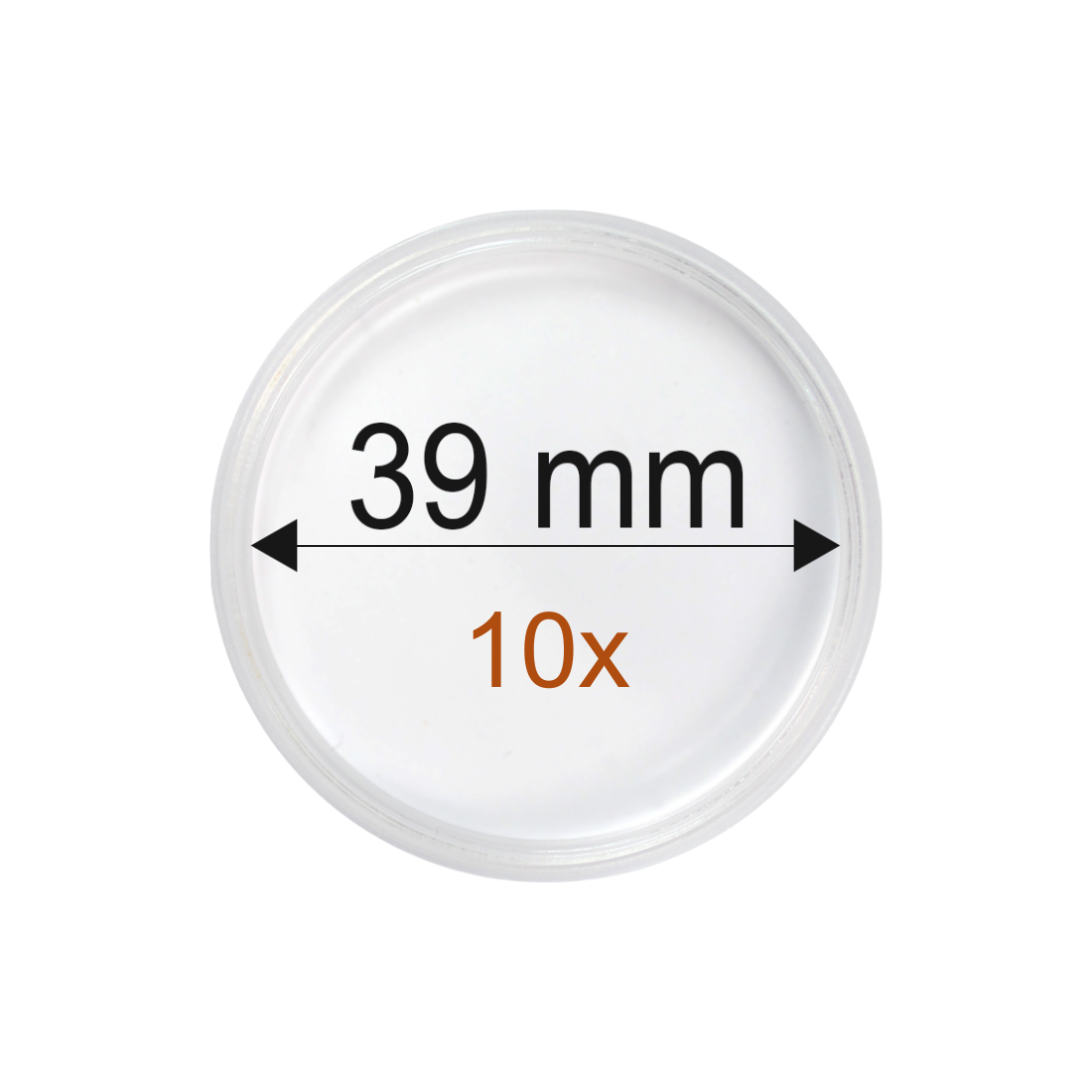 10ks Ochranné kapsule na mincu (plast) 39mm