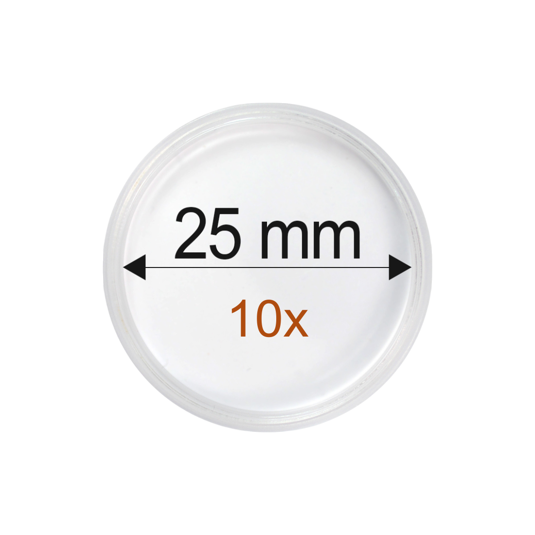 10ks Ochranné kapsule na mincu (plast) 25mm