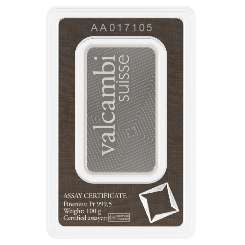 100g Valcambi platinová tehlička