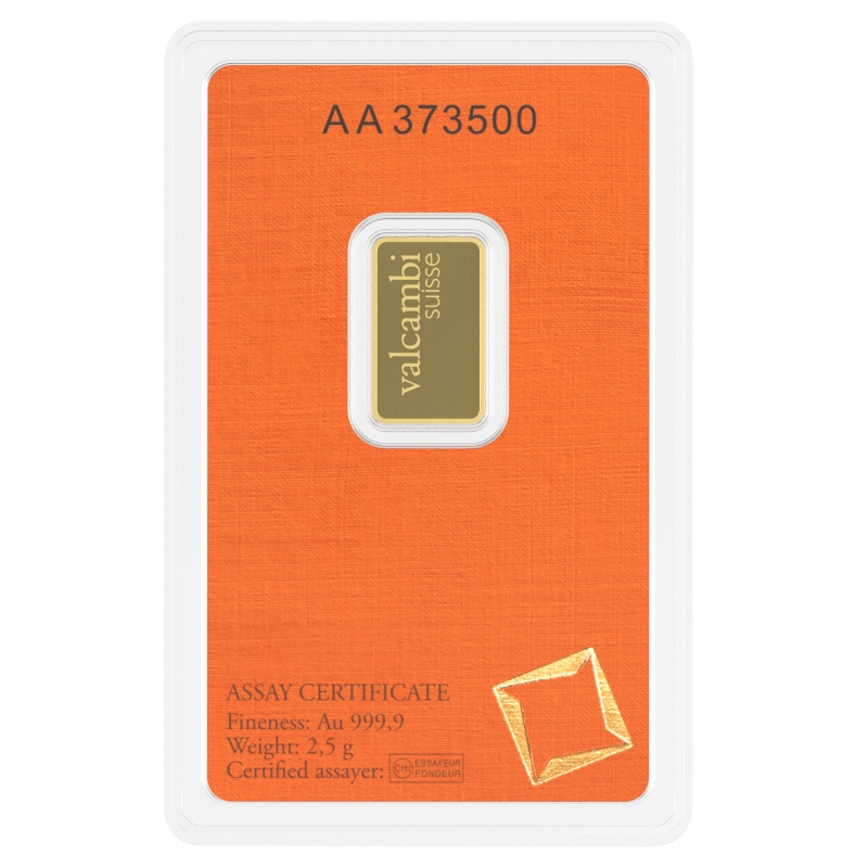 Valcambi 2.5g investičná zlatá tehlička - certifikát