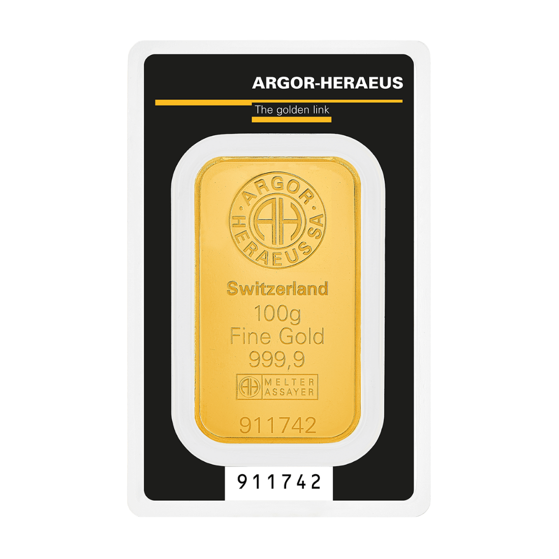 100g Argor Heraeus SA Švajčiarsko Kinebar Investičná zlatá tehlička (Úschova)