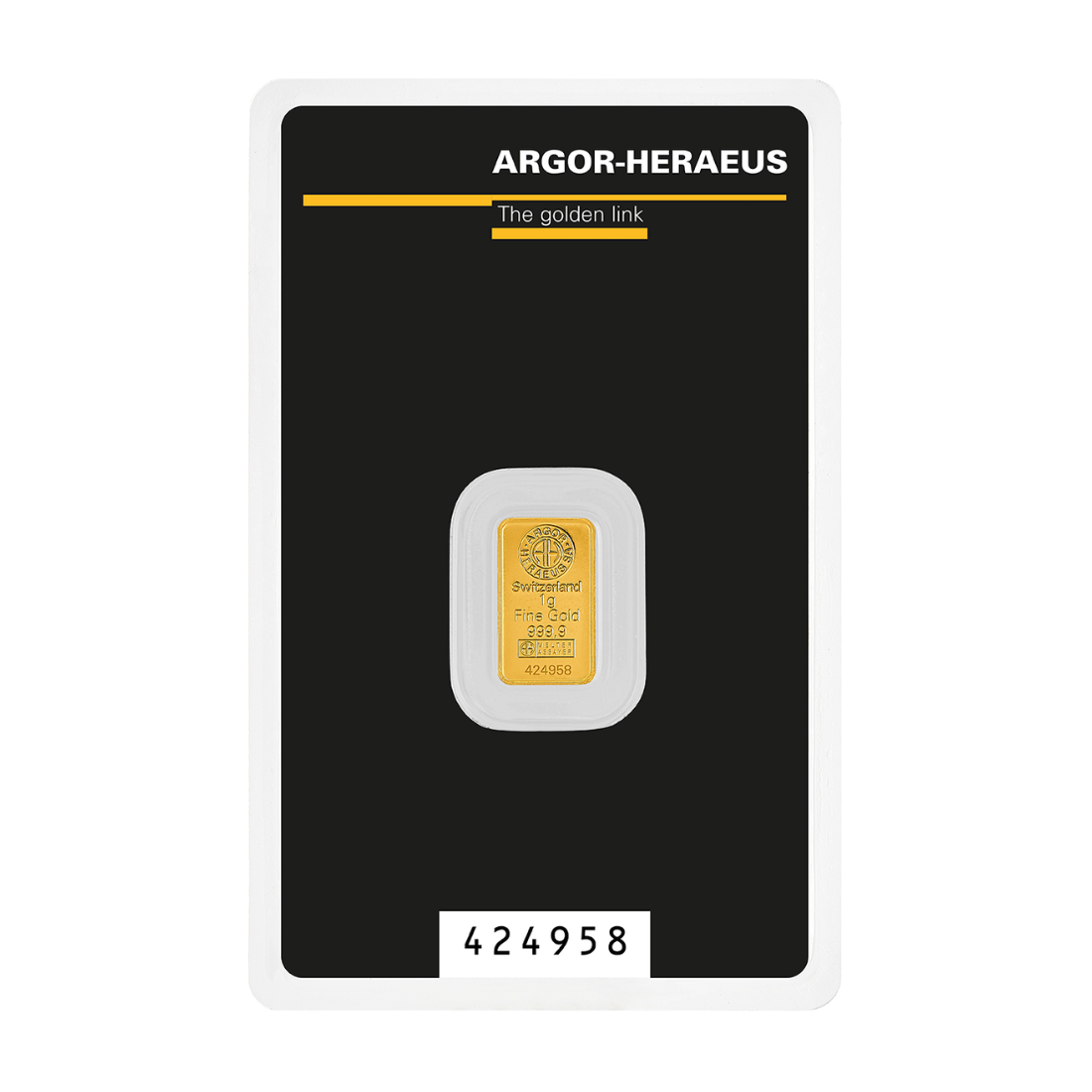 Argor Heraeus Kinebar 1g investičná zlatá tehlička - certifikát