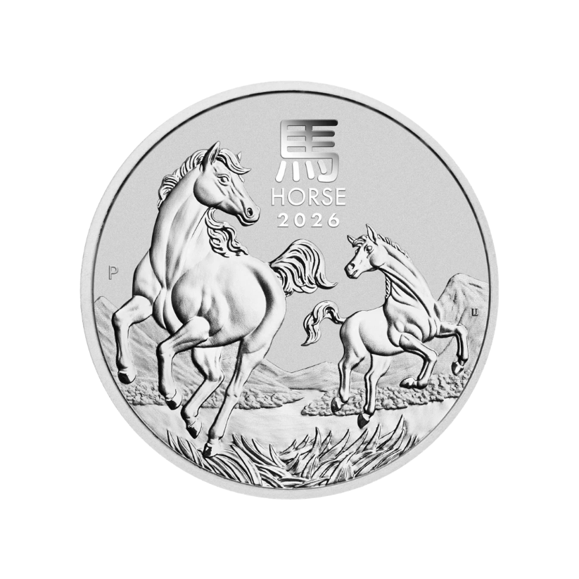 1 Unca (31,1g) Strieborná investičná minca Rok Kôňa Lunárna Séria 2026