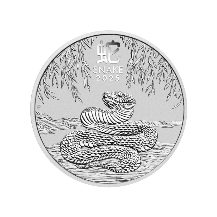 1 Unca (31,1g) Strieborná investičná minca Rok Hada Lunárna Séria 2025