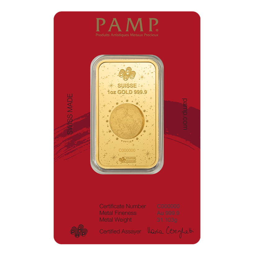 1 Unca (31,1 g) PAMP Lunárna Séria Rok Koňa 2026 zlatá tehlička
