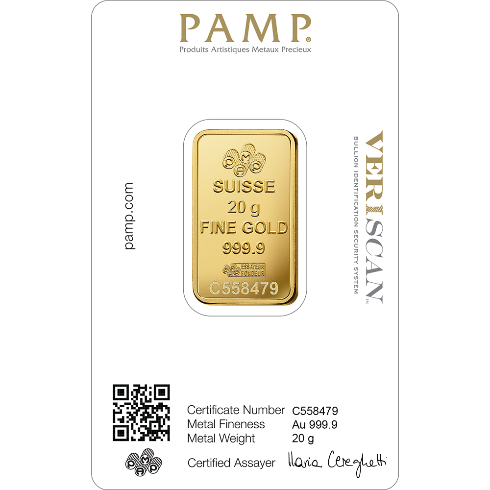 PAMP Fortuna 20g investičná zlatá tehlička - líce