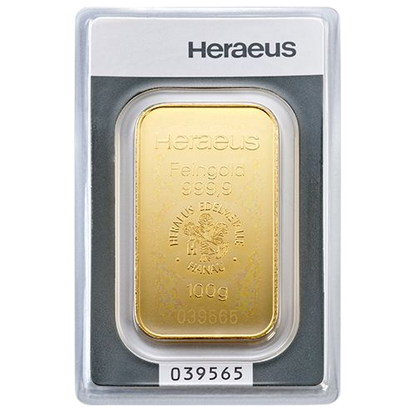 Investičná zlatá tehlička Heraeus 100g