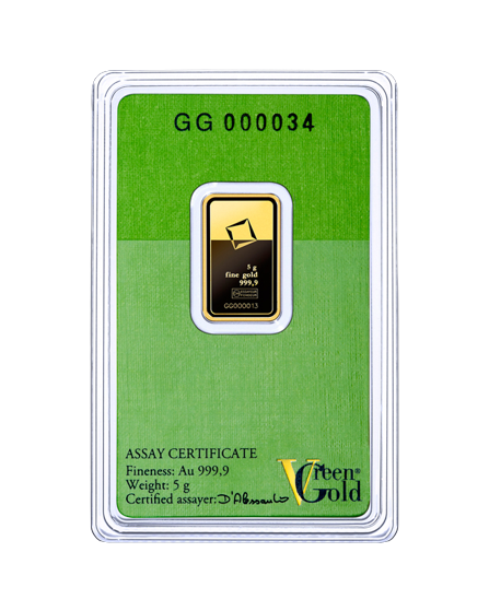 5g Valcambi Švajčiarsko investičná zlatá tehlička (Green Gold)