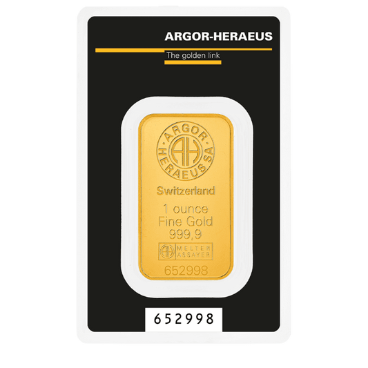 Investičná zlatá tehlička Argor Heraeus 1 Unca (31,1g)