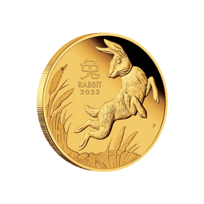 Zlatá investičná minca Rok Zajaca Lunárna Séria 2023 1 Unca (31,1g) 