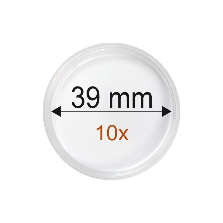 10ks Ochranné kapsule na mincu (plast) 39mm