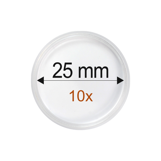 10ks Ochranné kapsule na mincu (plast) 25mm