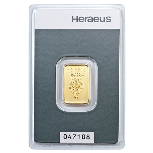 Investičná zlatá tehlička Heraeus 5g - líce, Nemecko