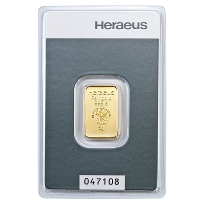 Investičná zlatá tehlička Heraeus 5g - líce, Nemecko
