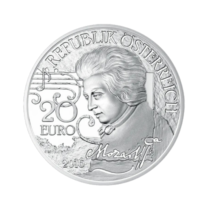 20 Euro Strieborná minca Mozart: Mýtus
