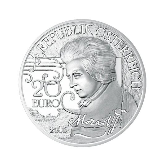 20 Euro Strieborná minca Mozart: Mýtus