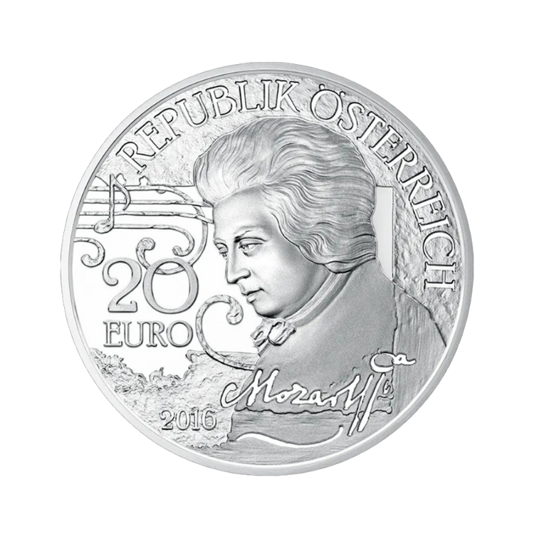 20 Euro Strieborná minca Mozart: Mýtus