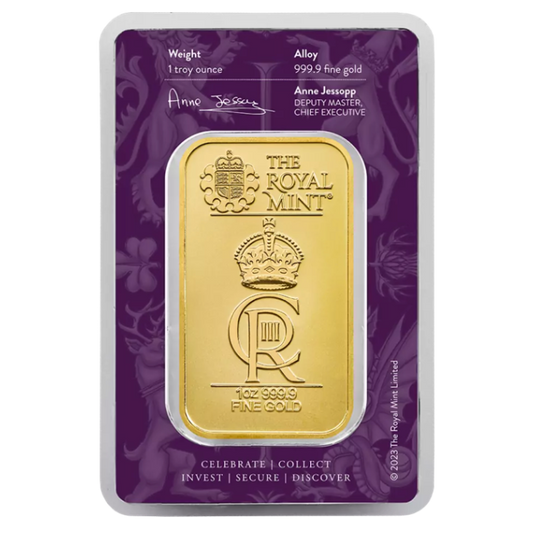 1 Unca (31,1 g) The Royal Celebration The Royal Mint Investičná zlatá tehlička