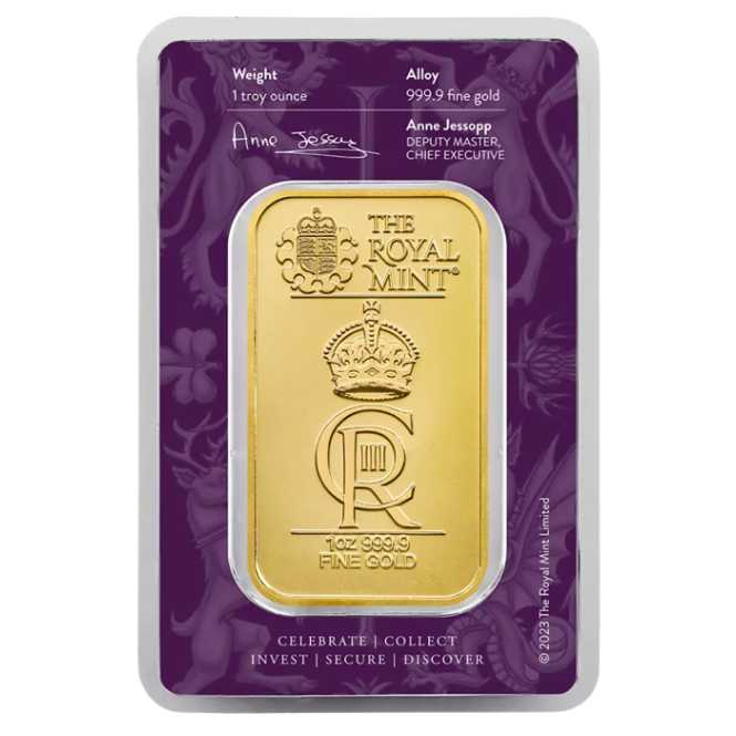 1 Unca (31,1 g) The Royal Celebration The Royal Mint Investičná zlatá tehlička