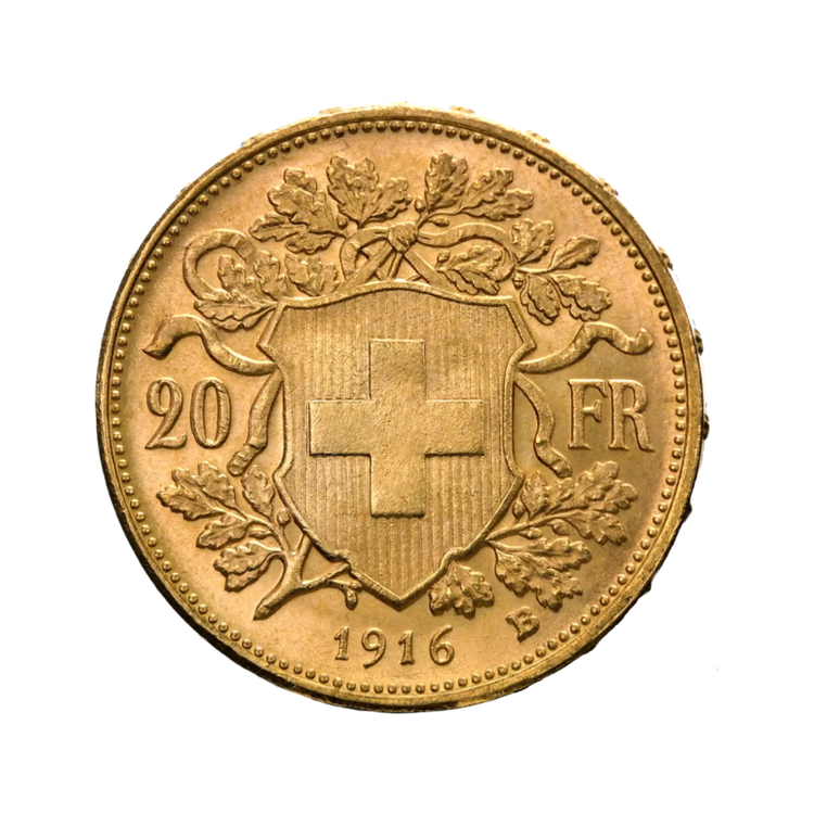 20 Švajčiarskych Frankov Helvetia Vreneli 1897-1949 (Úschova)