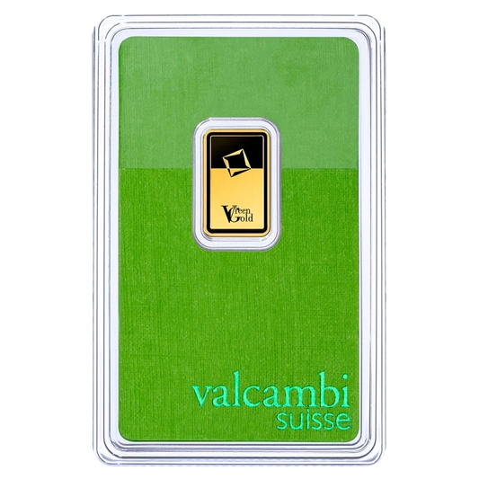Valcambi 2.5g investičná zlatá tehlička Green Gold - líce