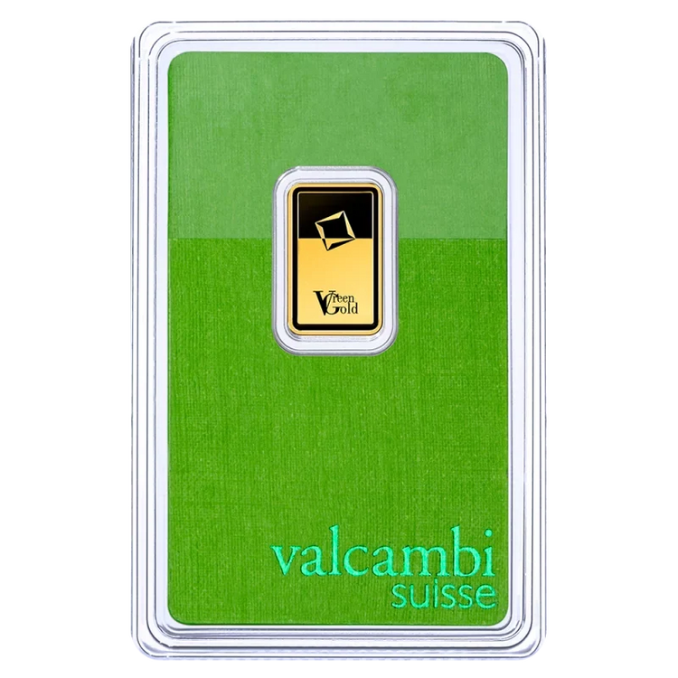 Valcambi 2.5g investičná zlatá tehlička Green Gold - líce