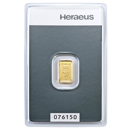Investičná zlatá tehlička Heraeus 1g - líce, Nemecko