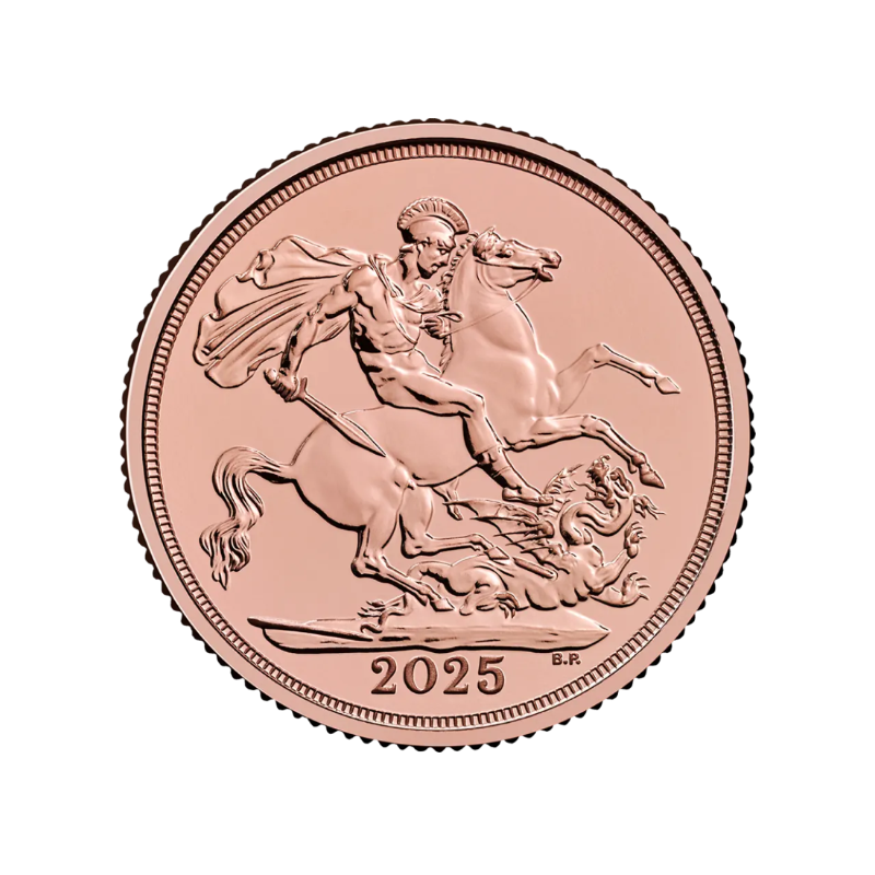 Zlatá investičná minca Sovereign 2025 - rub