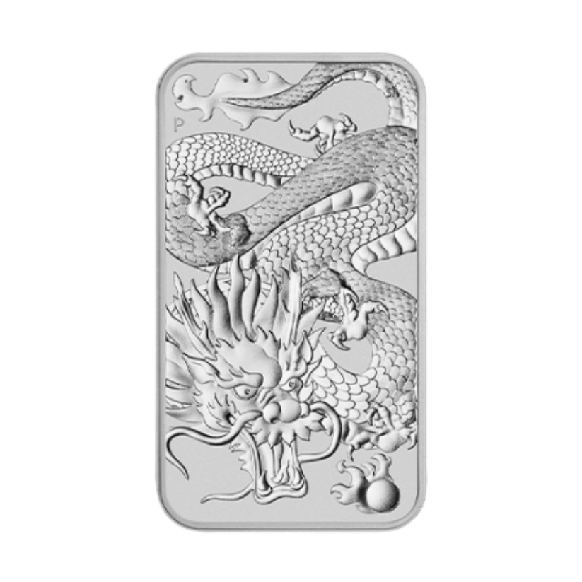 1 Unca (31,1g) Strieborná minca v tvare tehličky Rectangular Dragon 2022