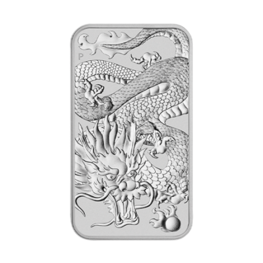 1 Unca (31,1g) Strieborná minca v tvare tehličky Rectangular Dragon 2022