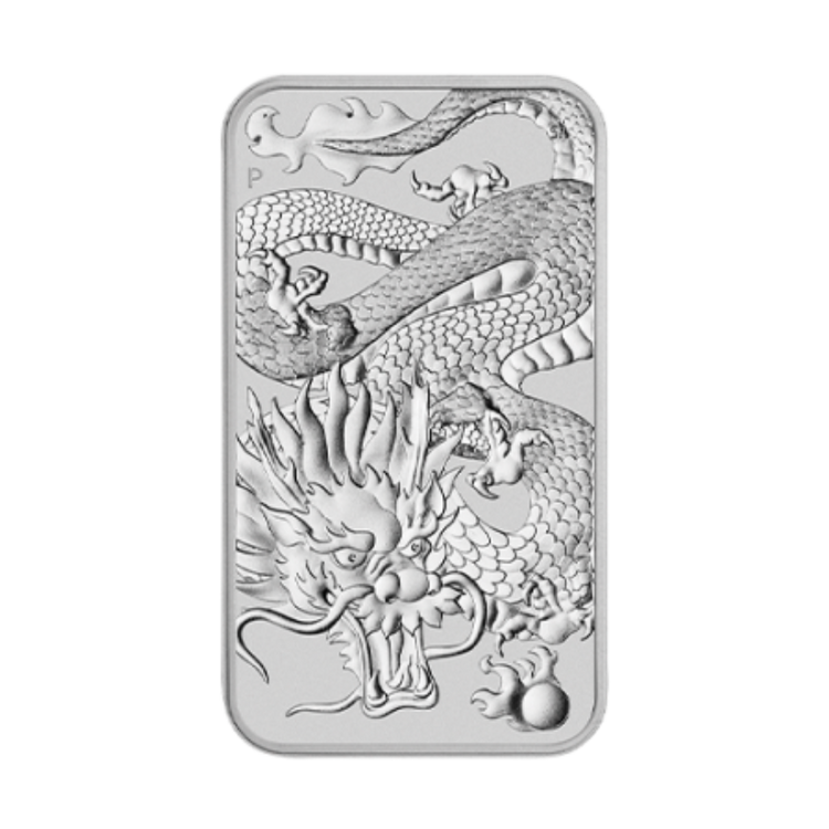 1 Unca (31,1g) Strieborná minca v tvare tehličky Rectangular Dragon 2022