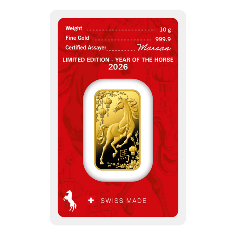 10g Argor Heraeus Rok Koňa 2026 Investičná zlatá tehlička