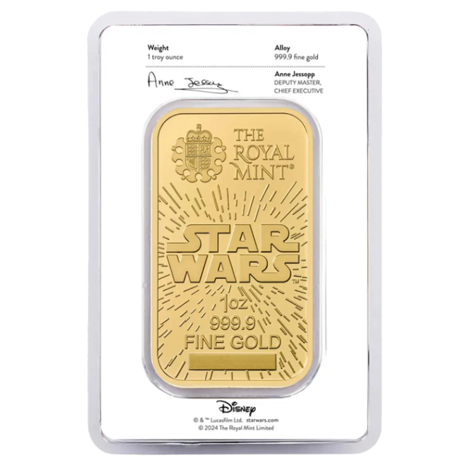 The Royal Mint Star Wars 1 unca investičná zlatá tehlička - líce