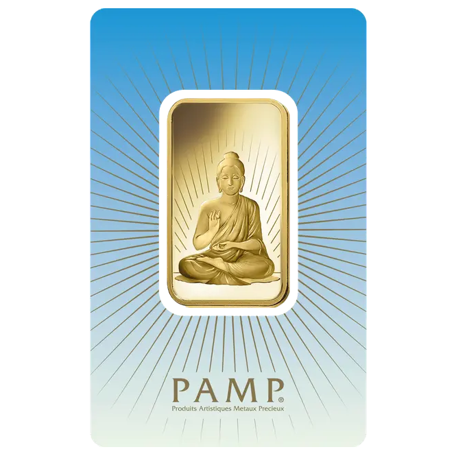 PAMP Buddha 1 unca investičná zlatá tehlička - líce