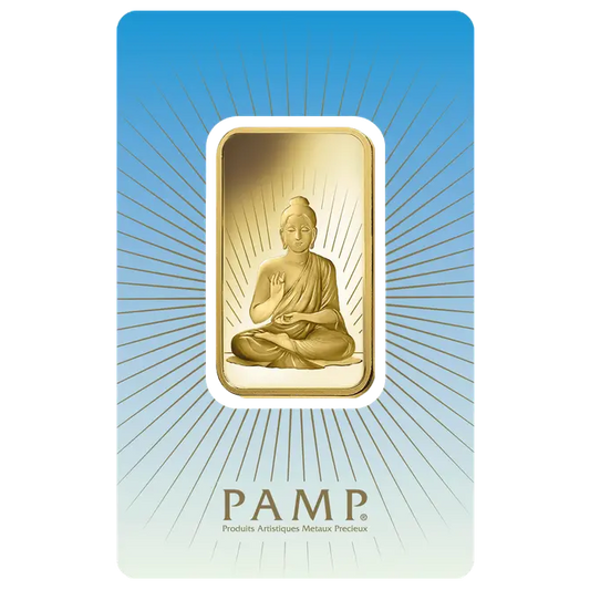 PAMP Buddha 1 unca investičná zlatá tehlička - líce