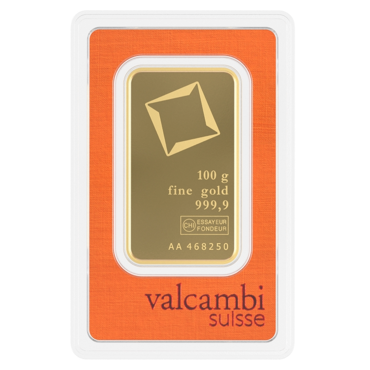 Valcambi 100g zlatá tehlička