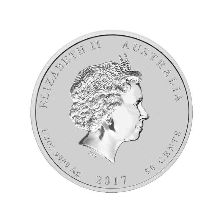 1/2 Unce Strieborná investičná minca Rok Kohúta Lunárna Séria 2017