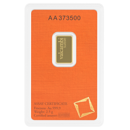Valcambi 2.5g investičná zlatá tehlička - certifikát