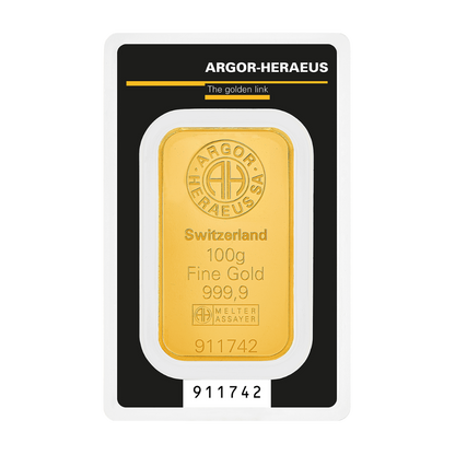 Argor Heraeus Kinebar 100g investičná zlatá tehlička - certifikát