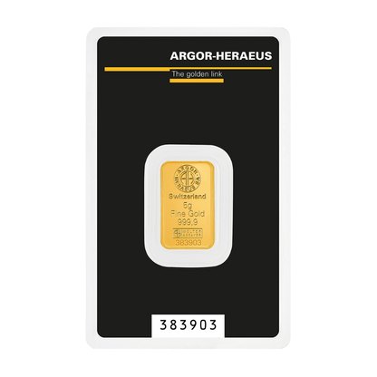 Argor Heraeus Kinebar 5g investičná zlatá tehlička - certifikát