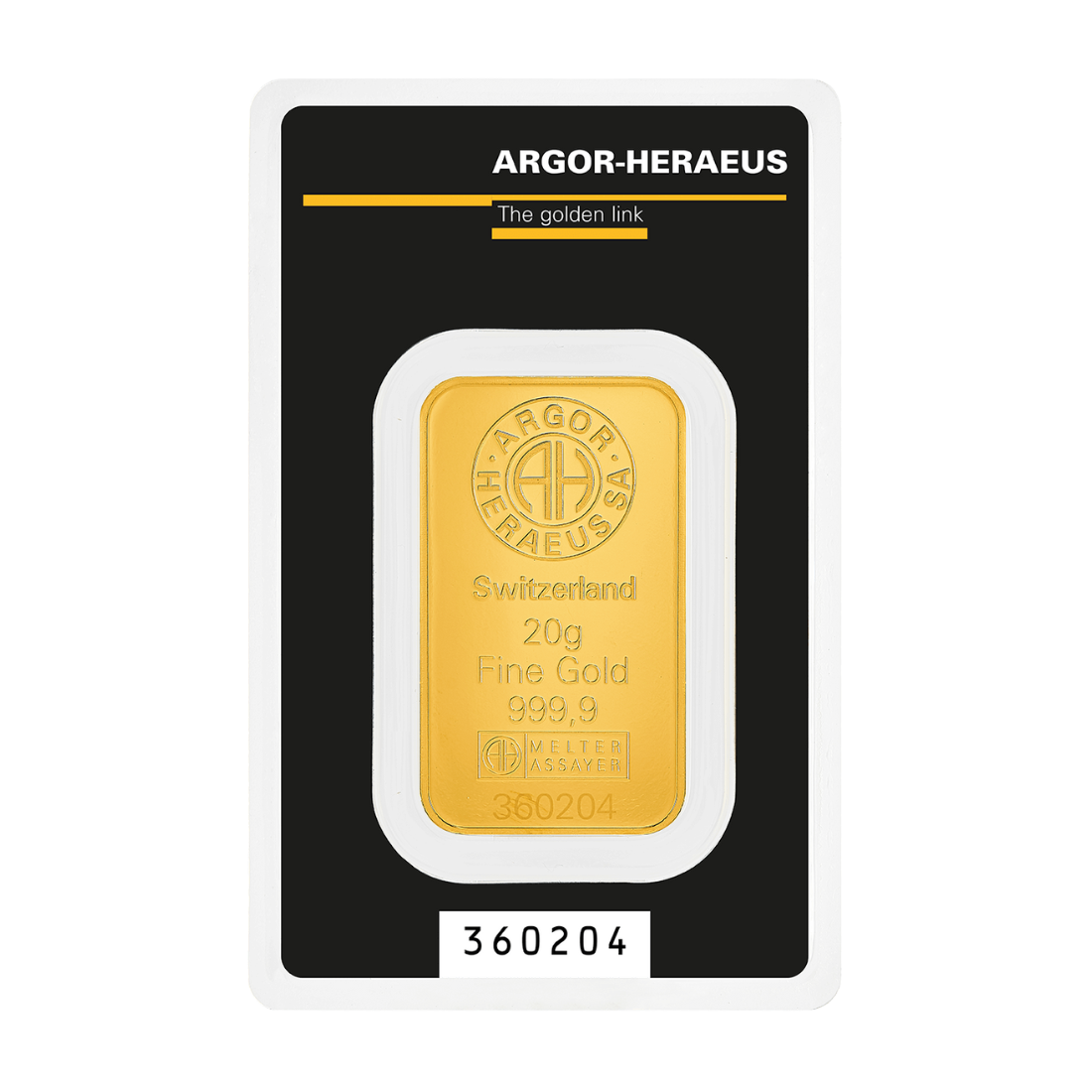 Argor Heraeus Kinebar 20g investičná zlatá tehlička - certifikát