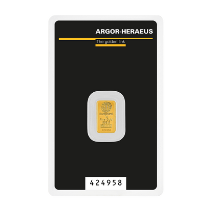 Argor Heraeus Kinebar 1g investičná zlatá tehlička - certifikát