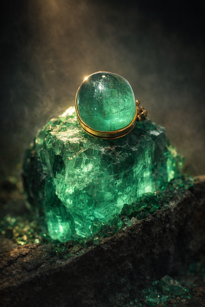 Ruský smaragd cabochon – 62,00 ct - Ural, Rusko - GLA certifikát