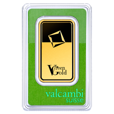 Valcambi 50g investičná zlatá tehlička Green Gold - líce