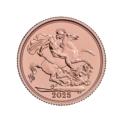 Zlatá investičná minca 1/2 Sovereign 2025 - líce, The Royal Mint