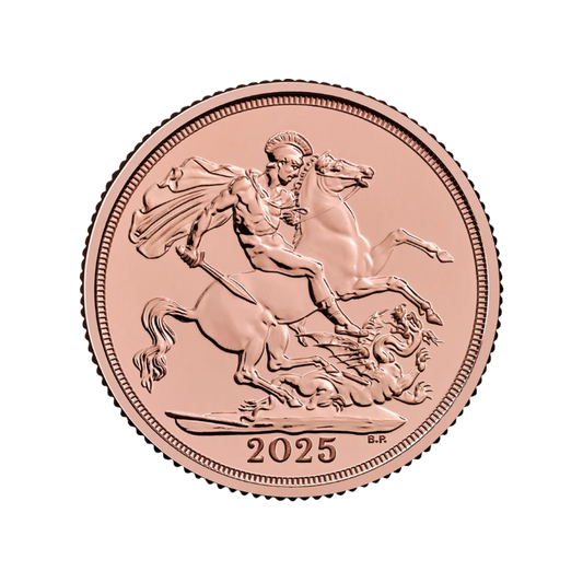 Zlatá investičná minca 1/2 Sovereign 2025 - líce, The Royal Mint
