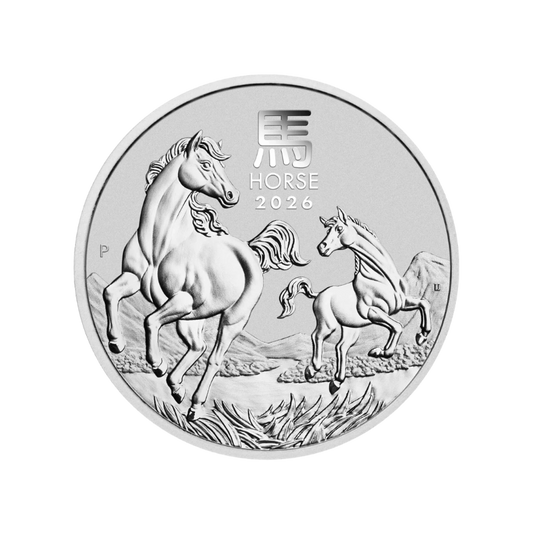 1 Unca (31,1g) Strieborná investičná minca Rok Kôňa Lunárna Séria 2026