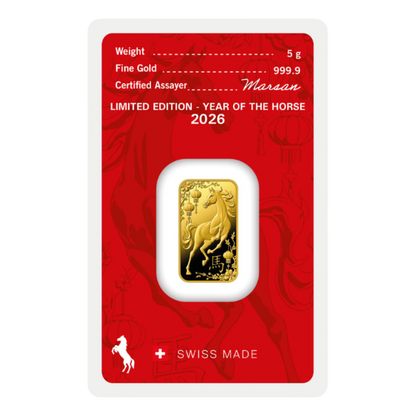 5g Argor Heraeus Rok Koňa 2026 Investičná zlatá tehlička