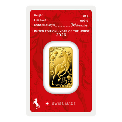 10g Argor Heraeus Rok Koňa 2026 Investičná zlatá tehlička