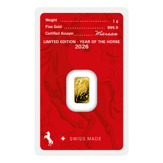 1g Argor Heraeus Rok Koňa 2026 Investičná zlatá tehlička